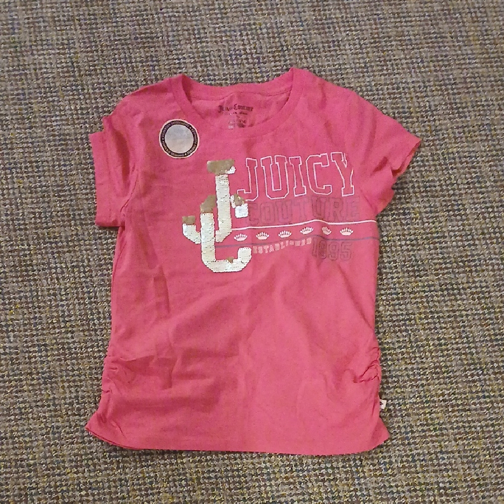 5/$20 Y2K Girls' Juicy Couture Pink Short Sleeve Tee with Sequins